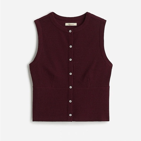 Madewell Tops - Madewell Burgundy Sleeveless Button-Front Knit Tank